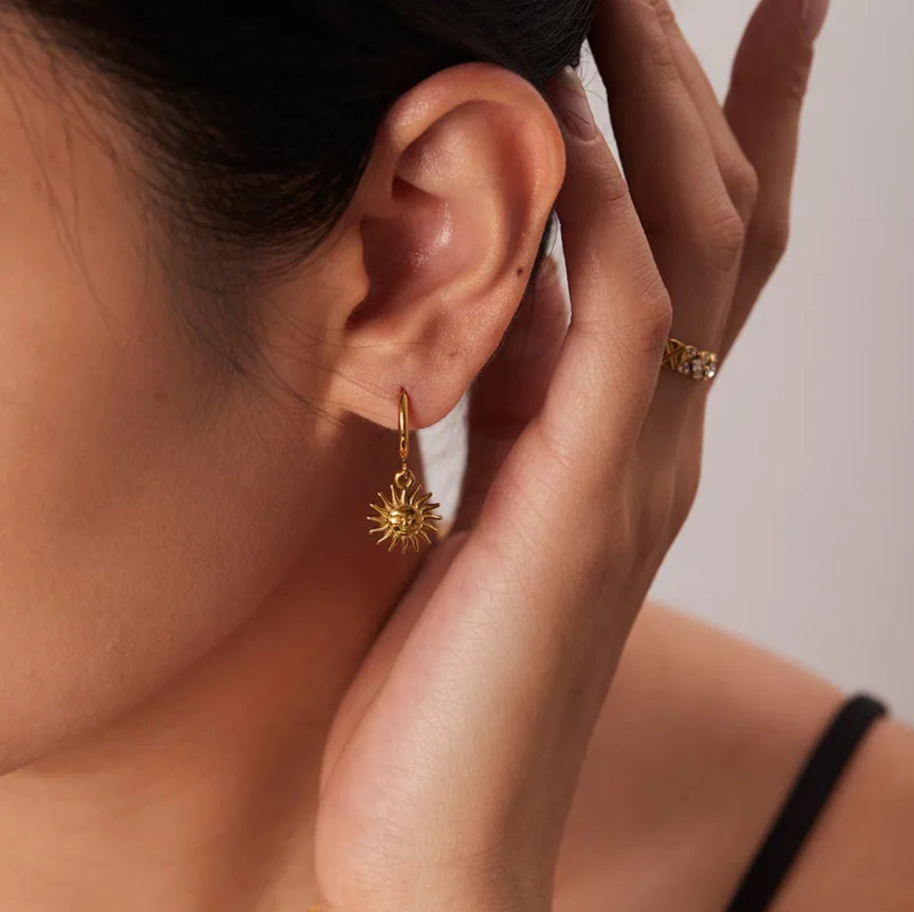 18K Gold plated Sun Drop Hoop Earrings - DressAtR LLC