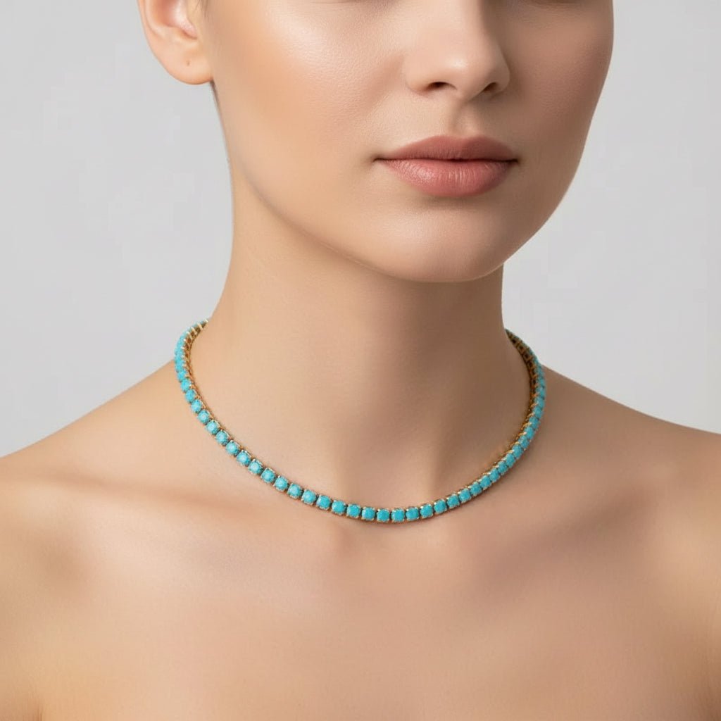 18K Gold Plated Turquoise Necklace - DressAtR LLC