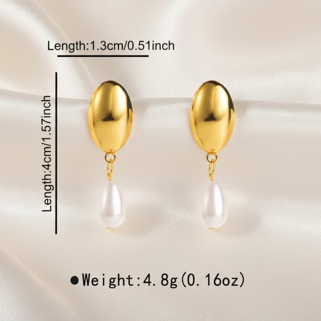 18K Gold plated With Pearl Drop Ear Stud - DressAtR LLC