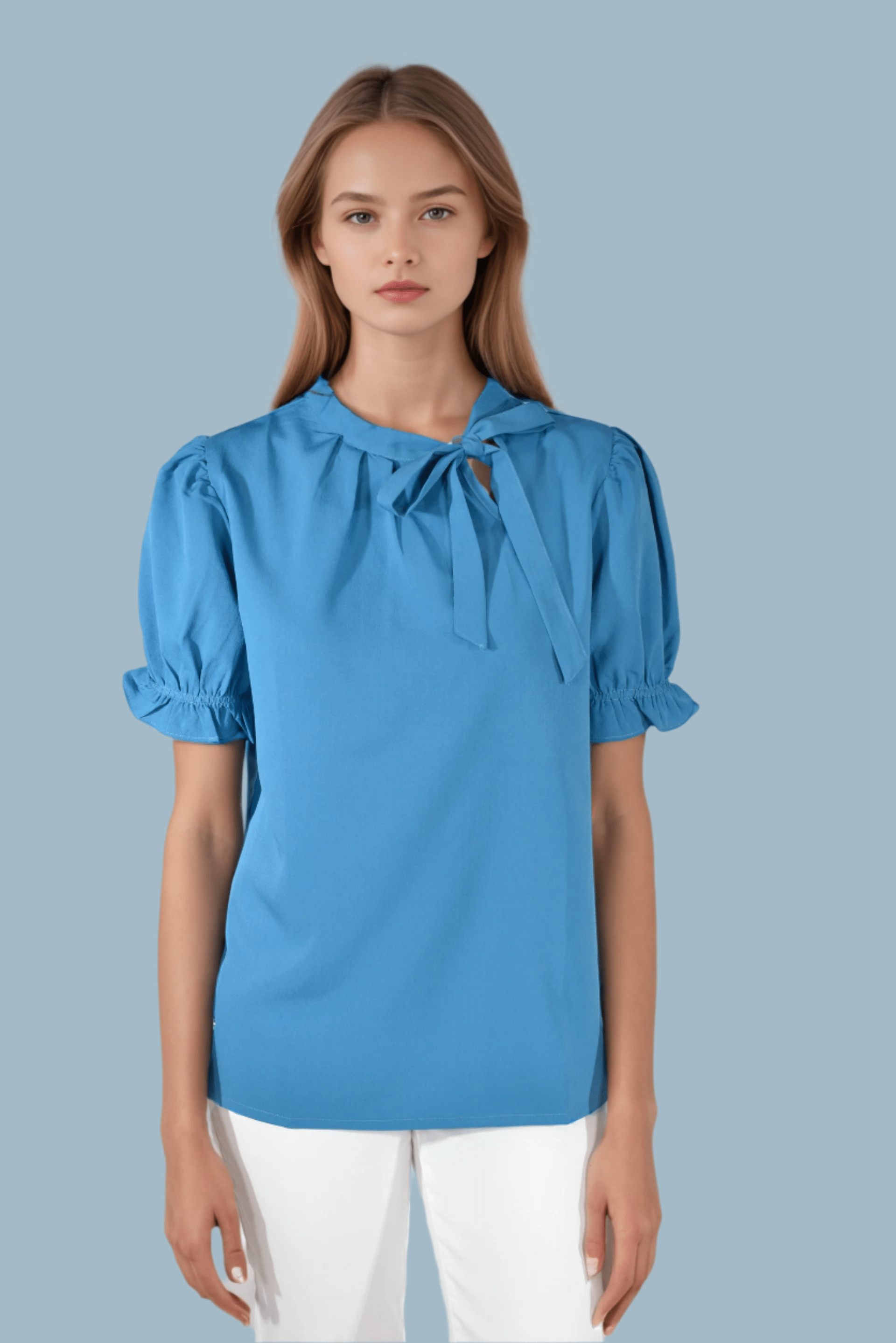 Bliss Pleated Bow Top - DressAtR LLC