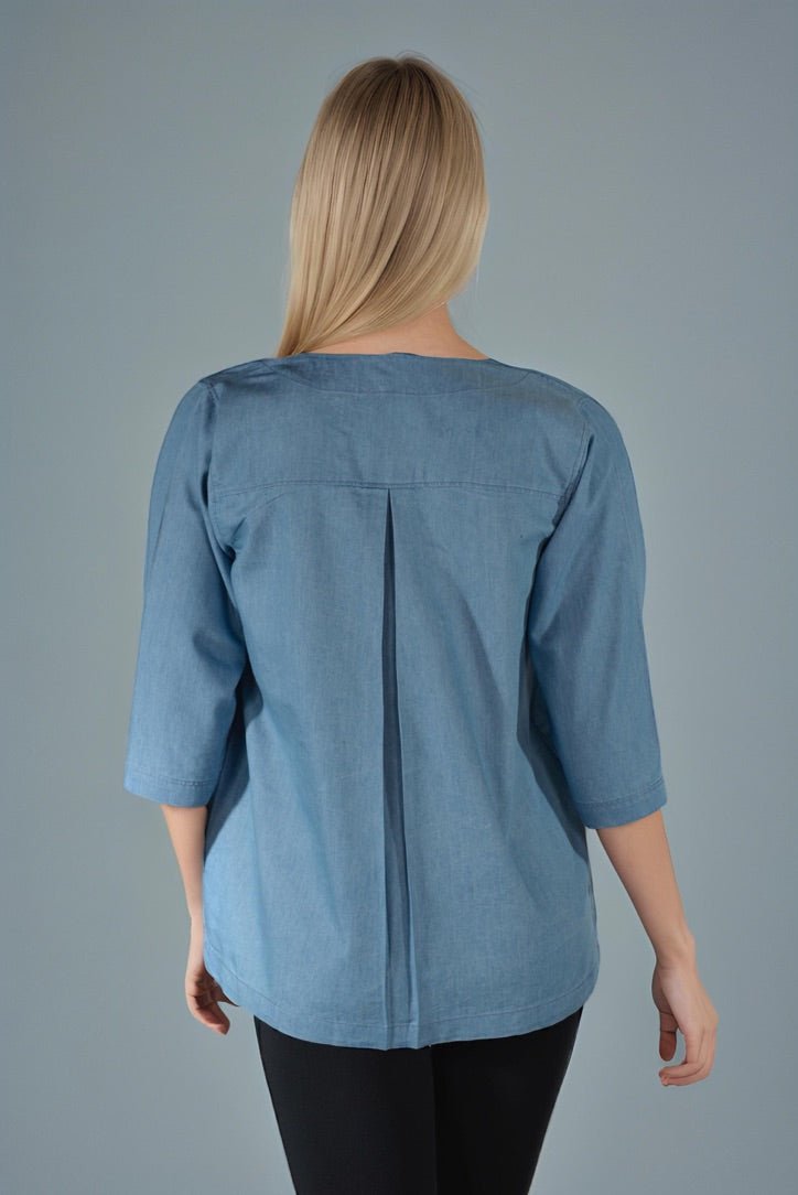 Denim Blue Poise Blouse - DressAtR LLC