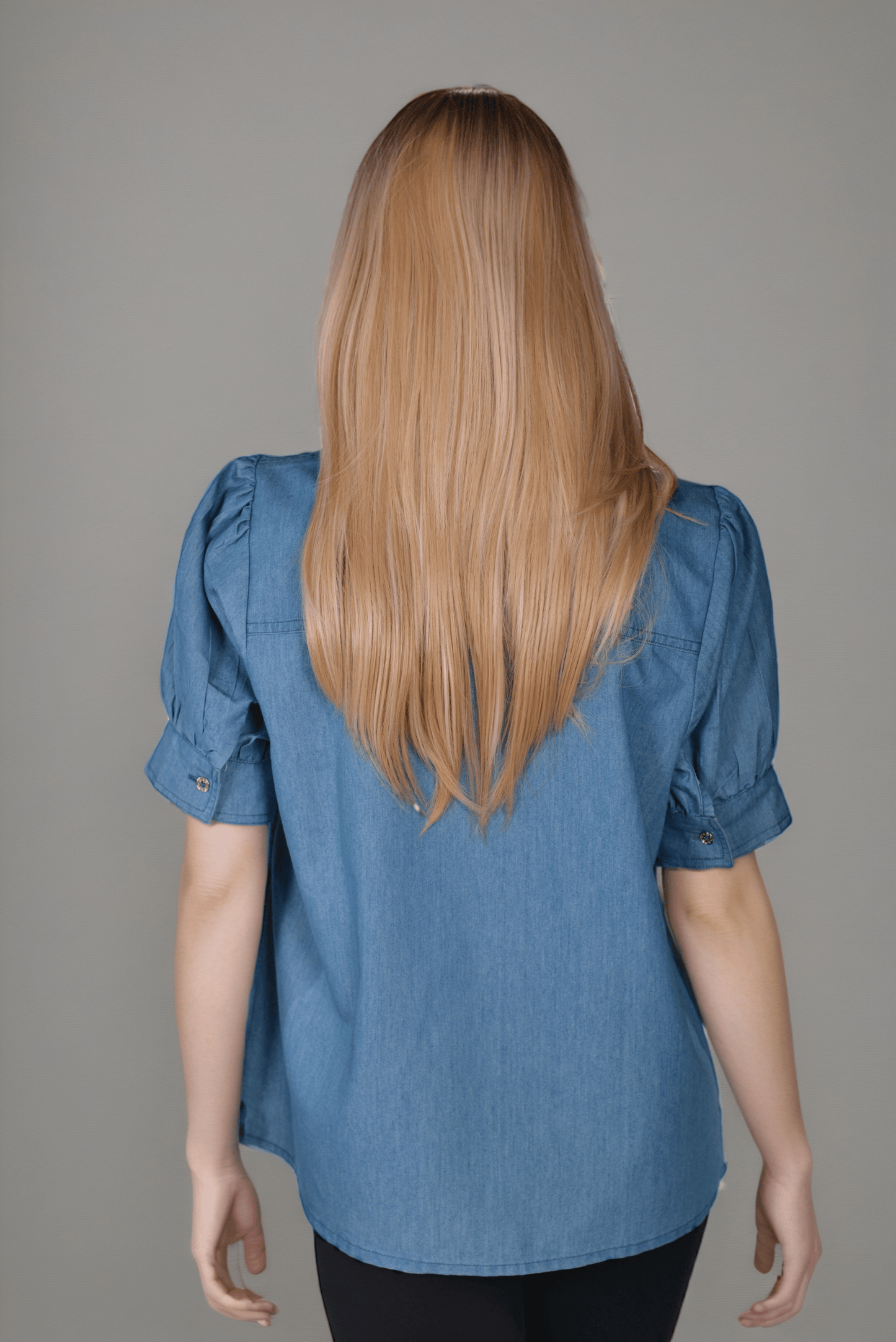 Denim Cloudy V - Collar Top - DressAtR LLC
