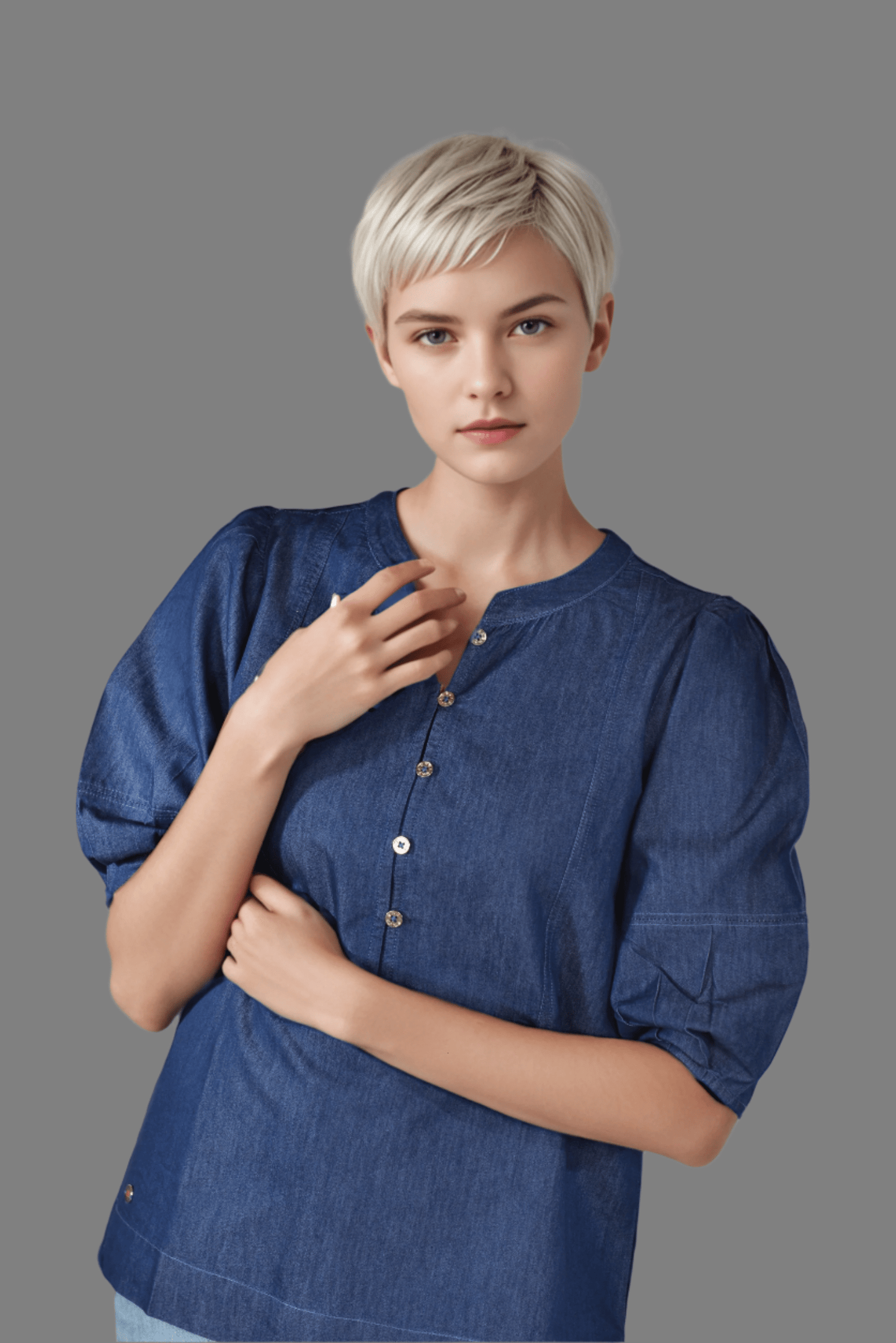 Denim Midnight Mirage Blouse - DressAtR LLC