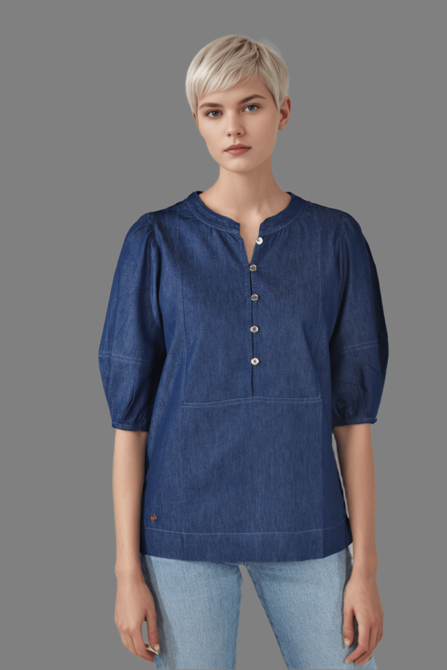 Denim Midnight Mirage Blouse - DressAtR LLC