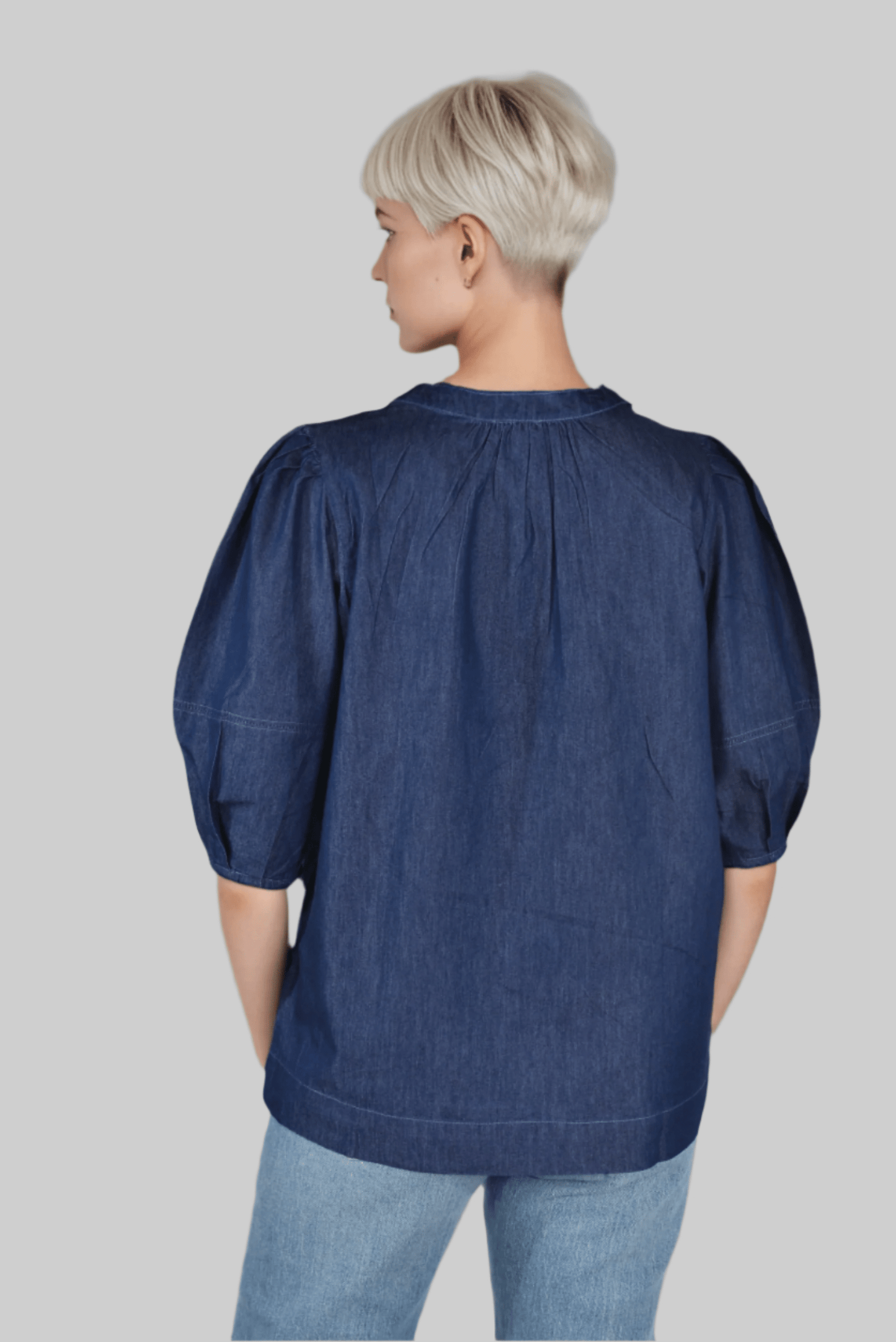 Denim Midnight Mirage Blouse - DressAtR LLC