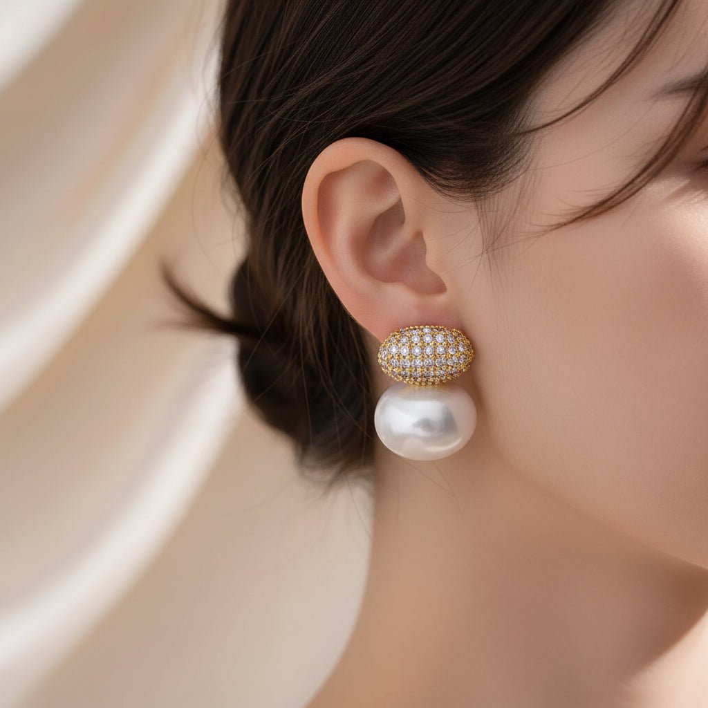 DressAtR Elegant Pearl Zircon Earring - DressAtR LLC