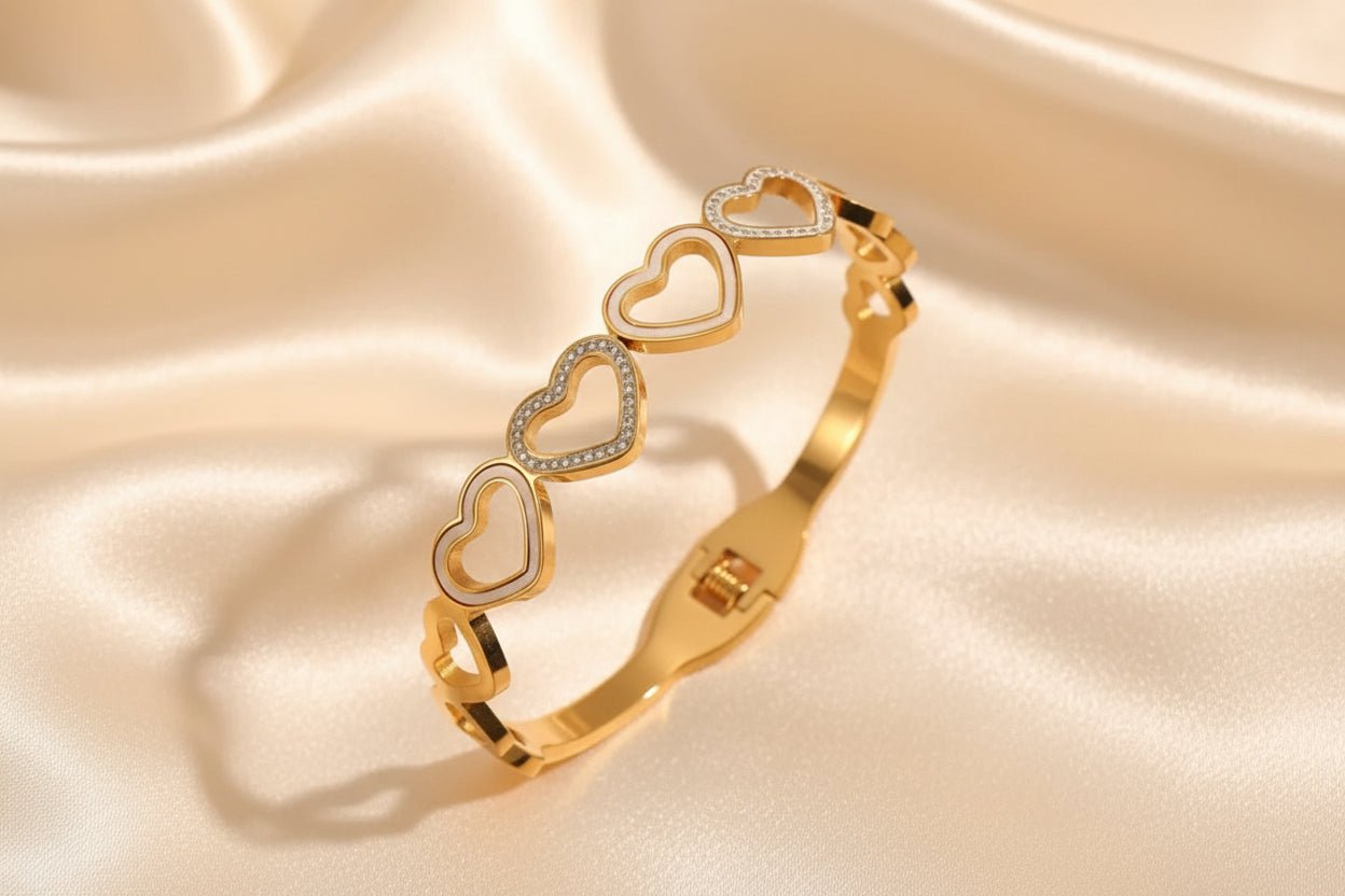 DressAtR Stainless Steel Electroplated Hearts Bracelet - DressAtR LLC