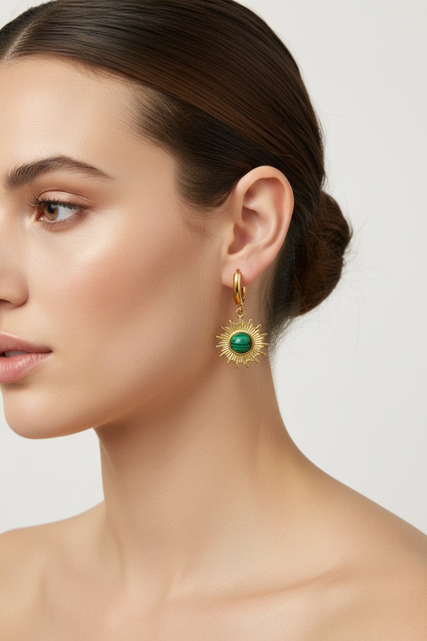 DressAtR Vintage 18kK Gold Plated Stainless Steel Sun Earrings - DressAtR LLC