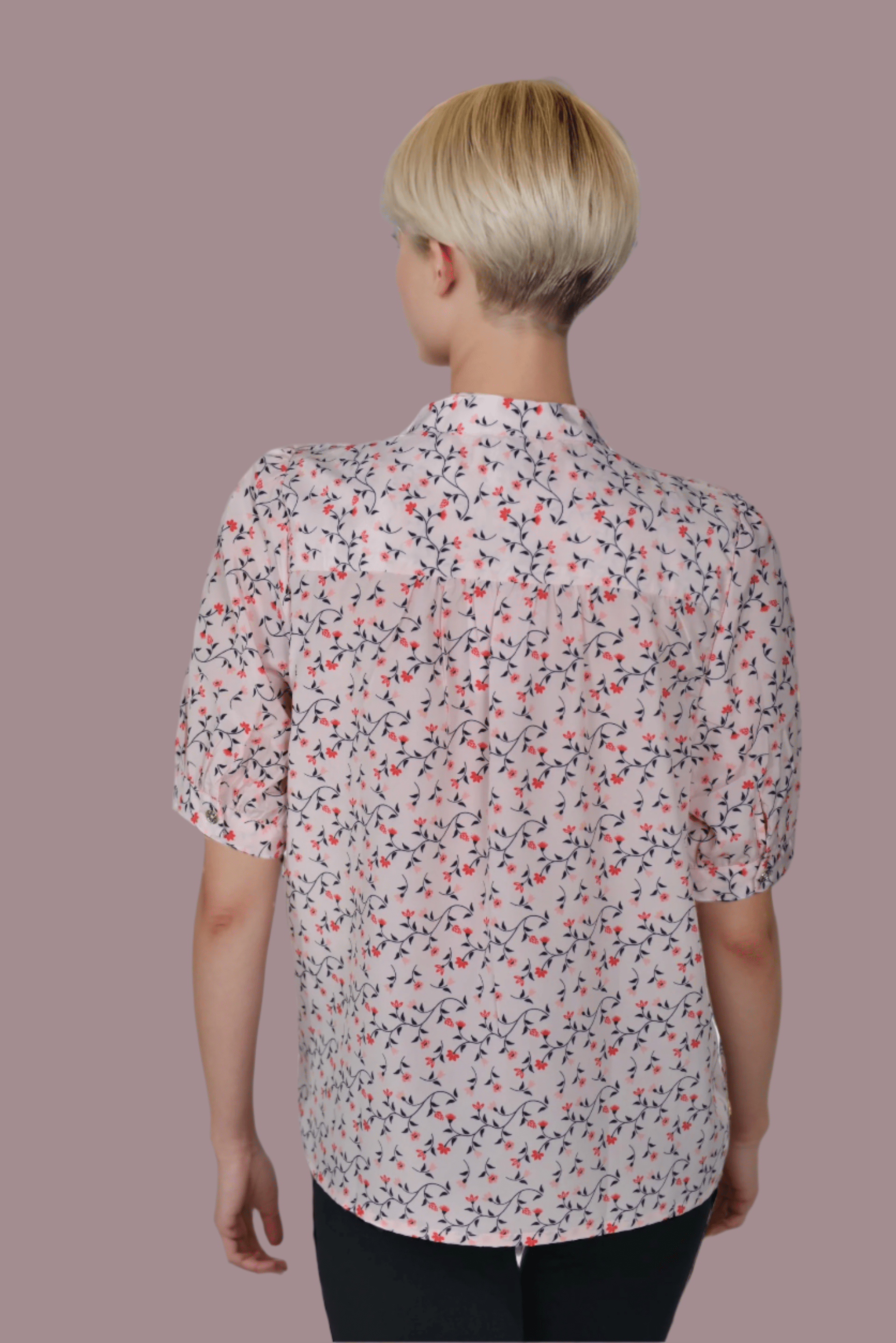 Flower Split Neck Top - DressAtR LLC