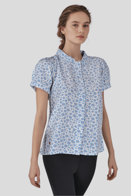 Flowers Puff Sleeve Top - DressAtR LLC