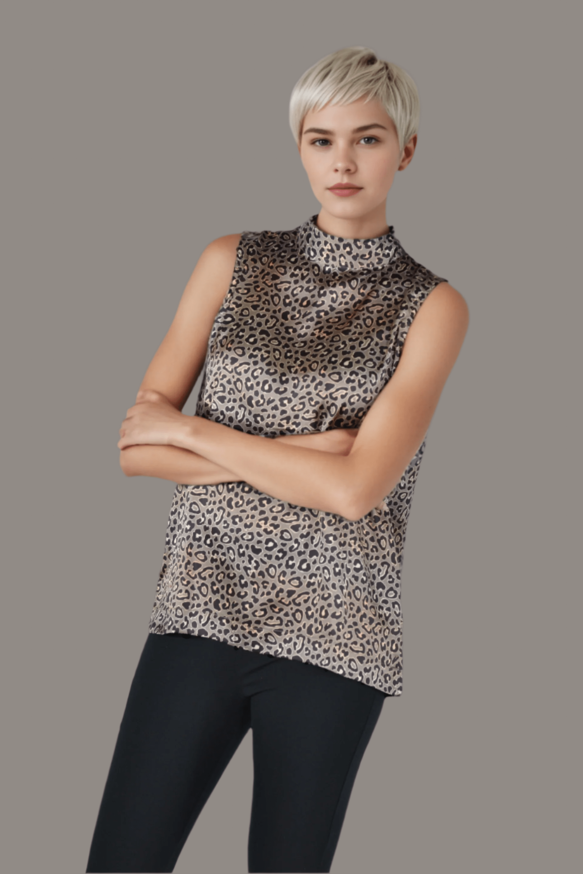 High Neck Silk Elegance Top - DressAtR LLC