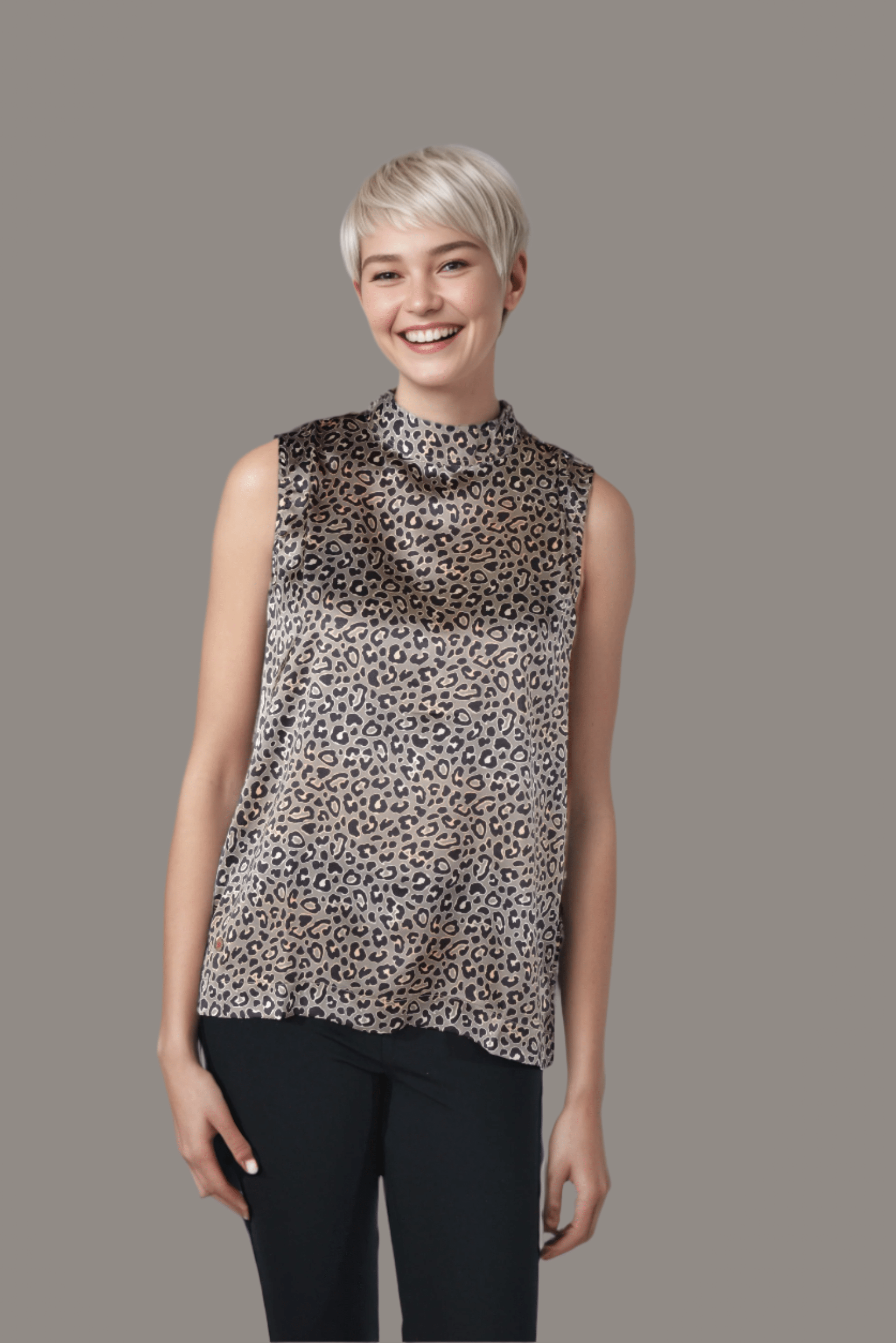 High Neck Silk Elegance Top - DressAtR LLC