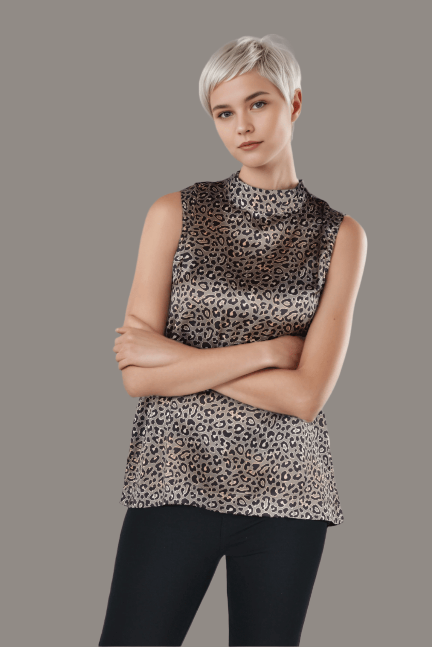 High Neck Silk Elegance Top - DressAtR LLC