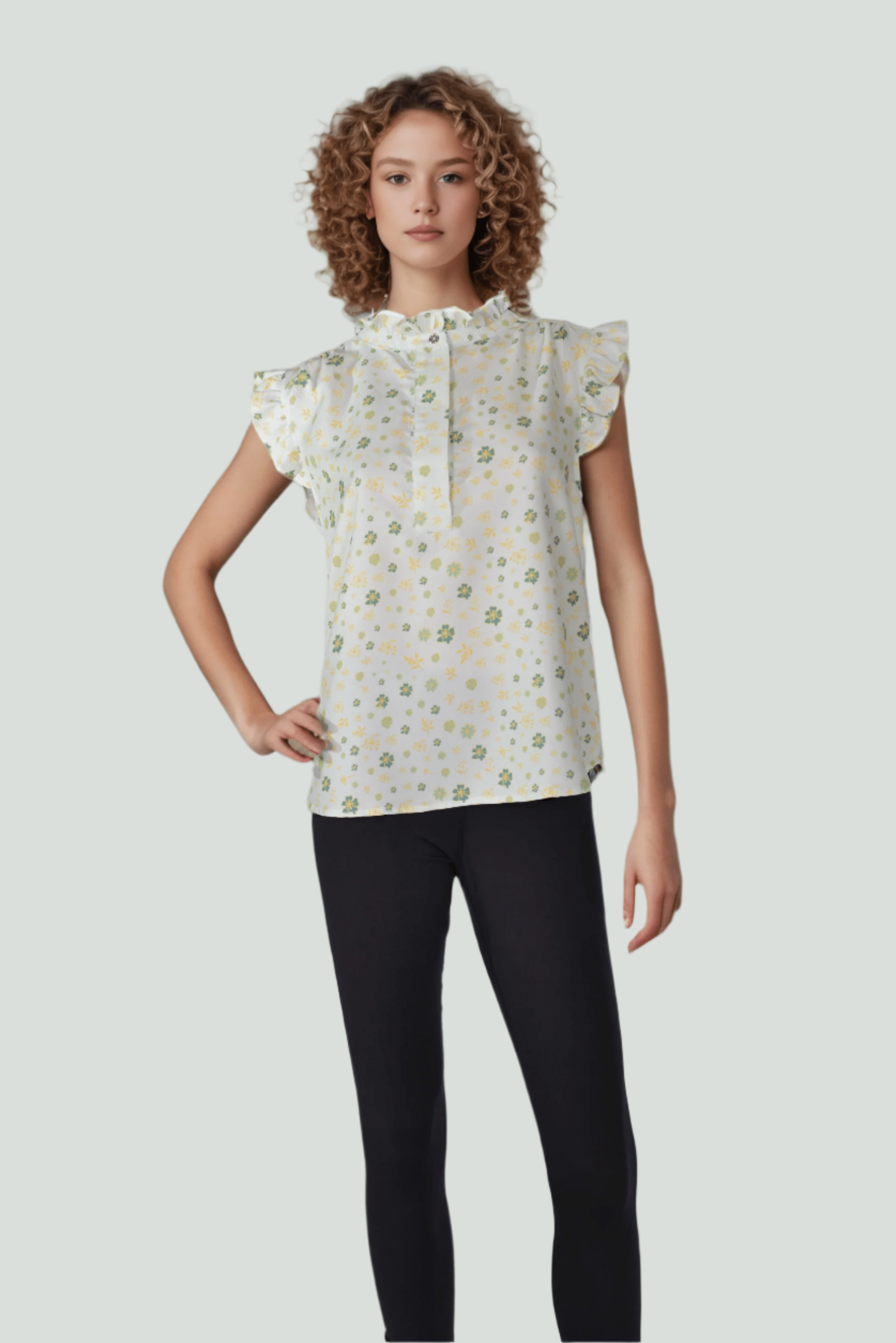Leafy High Neck Top - DressAtR LLC