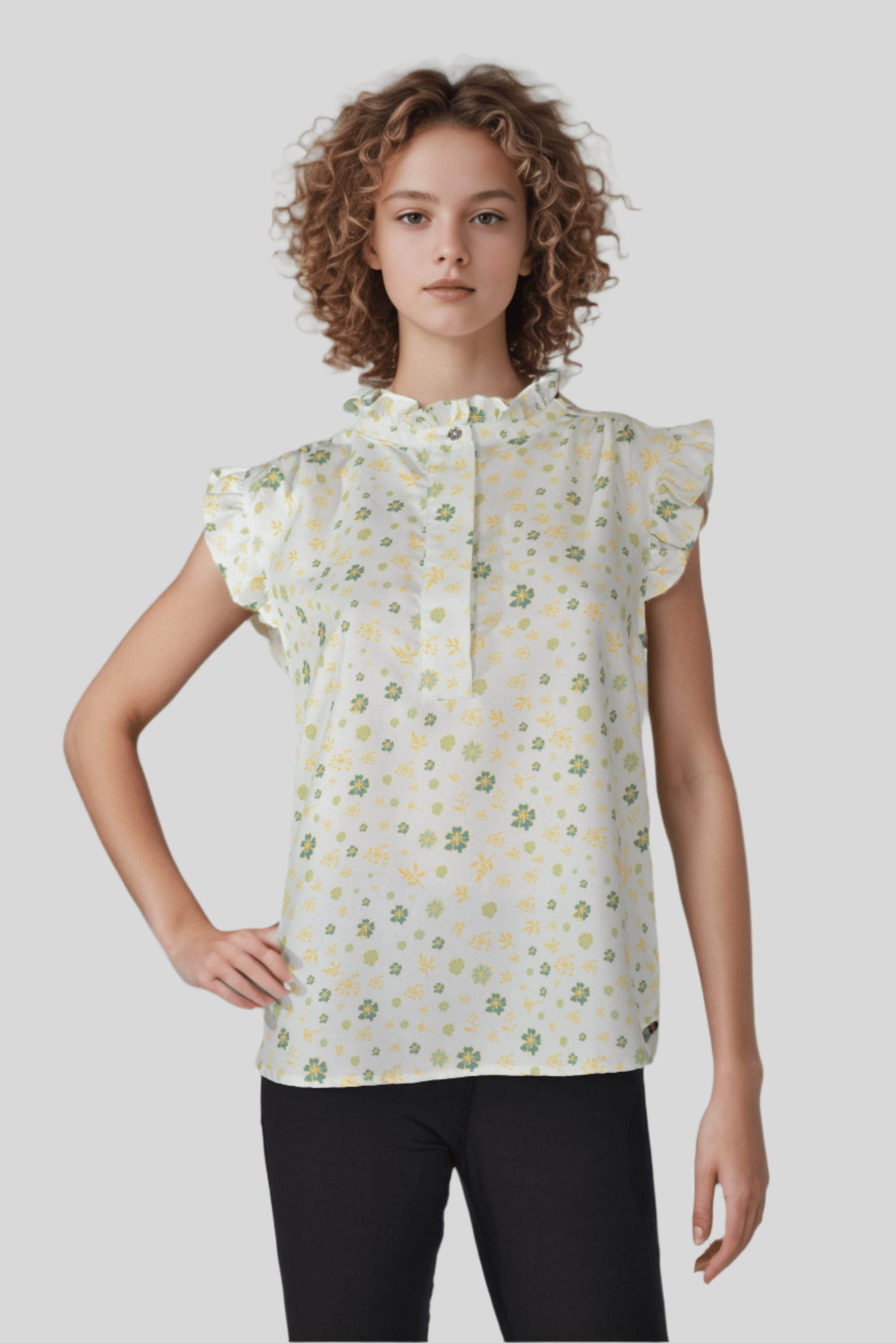 Leafy High Neck Top - DressAtR LLC