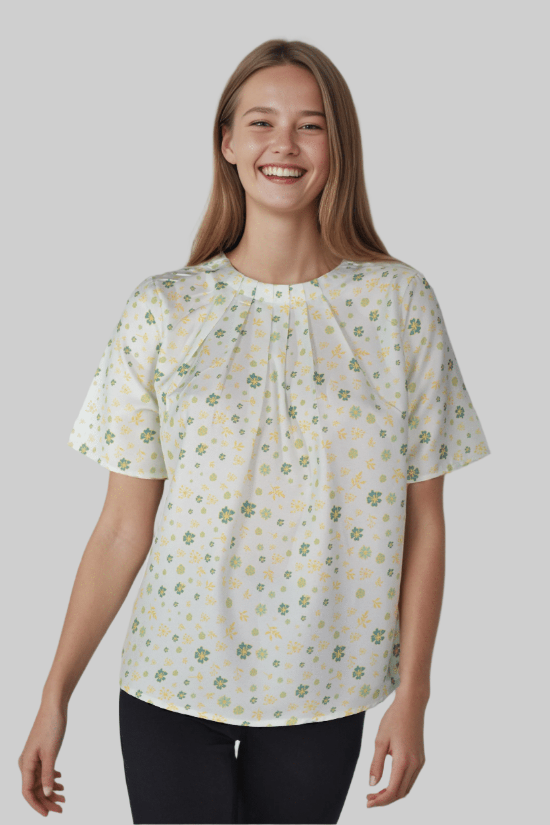 Leafy Pleated Top - DressAtR LLC