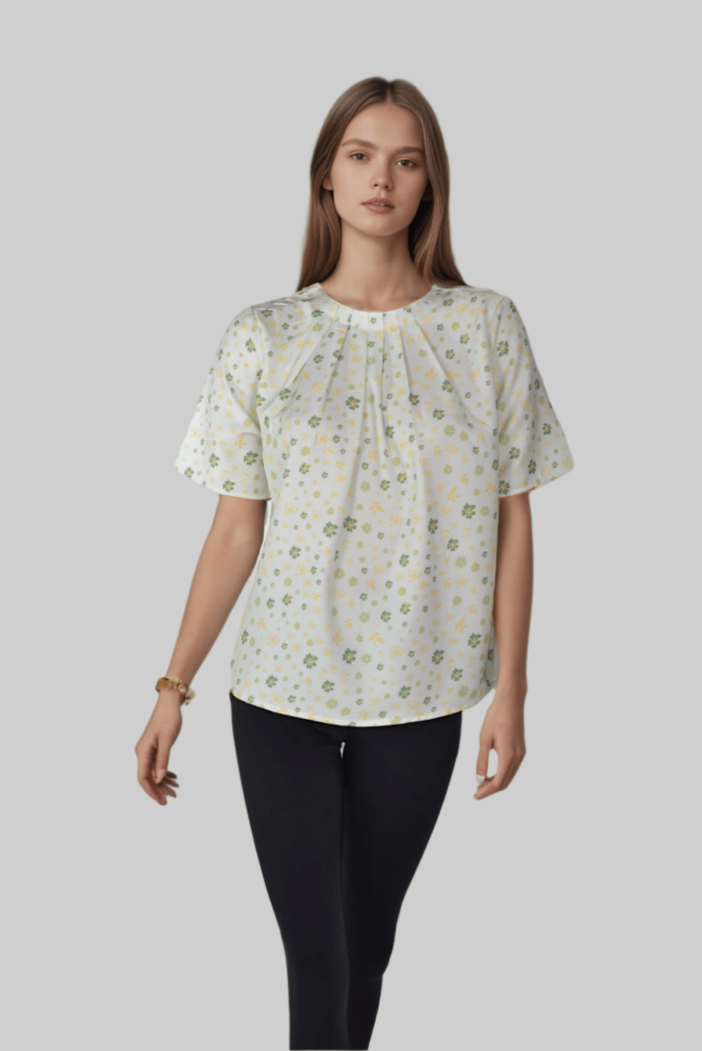 Leafy Pleated Top - DressAtR LLC
