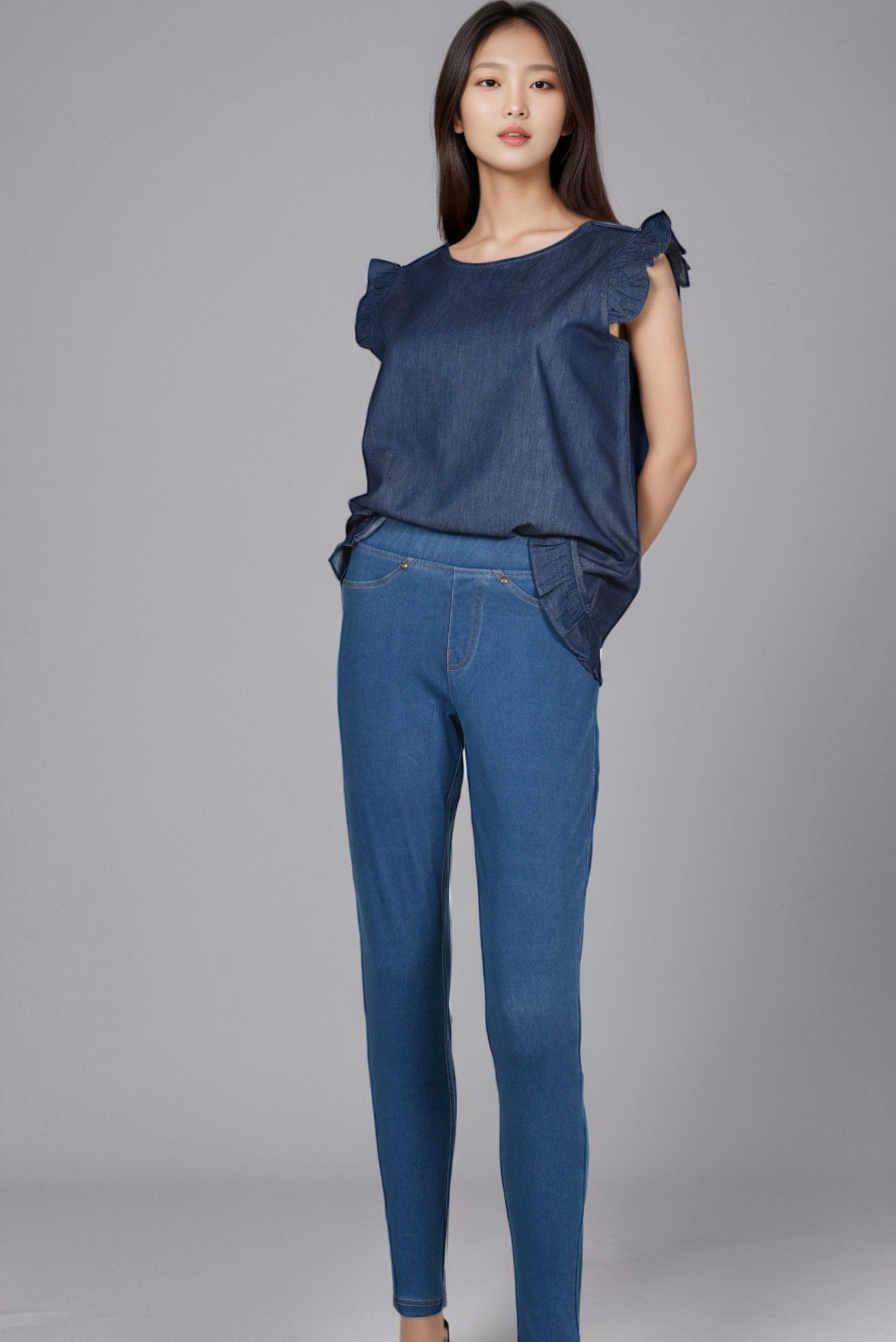 Light Blue Denim Legging - DressAtR LLC
