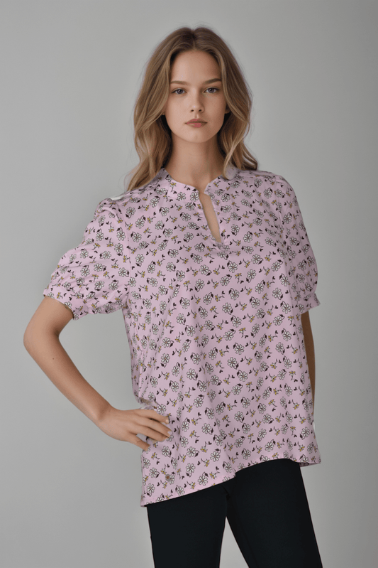 Orchid Split Neck Top - DressAtR LLC