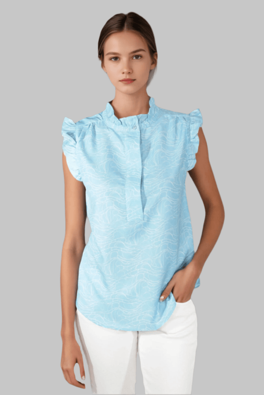Sea Wave High Neck Top - DressAtR LLC