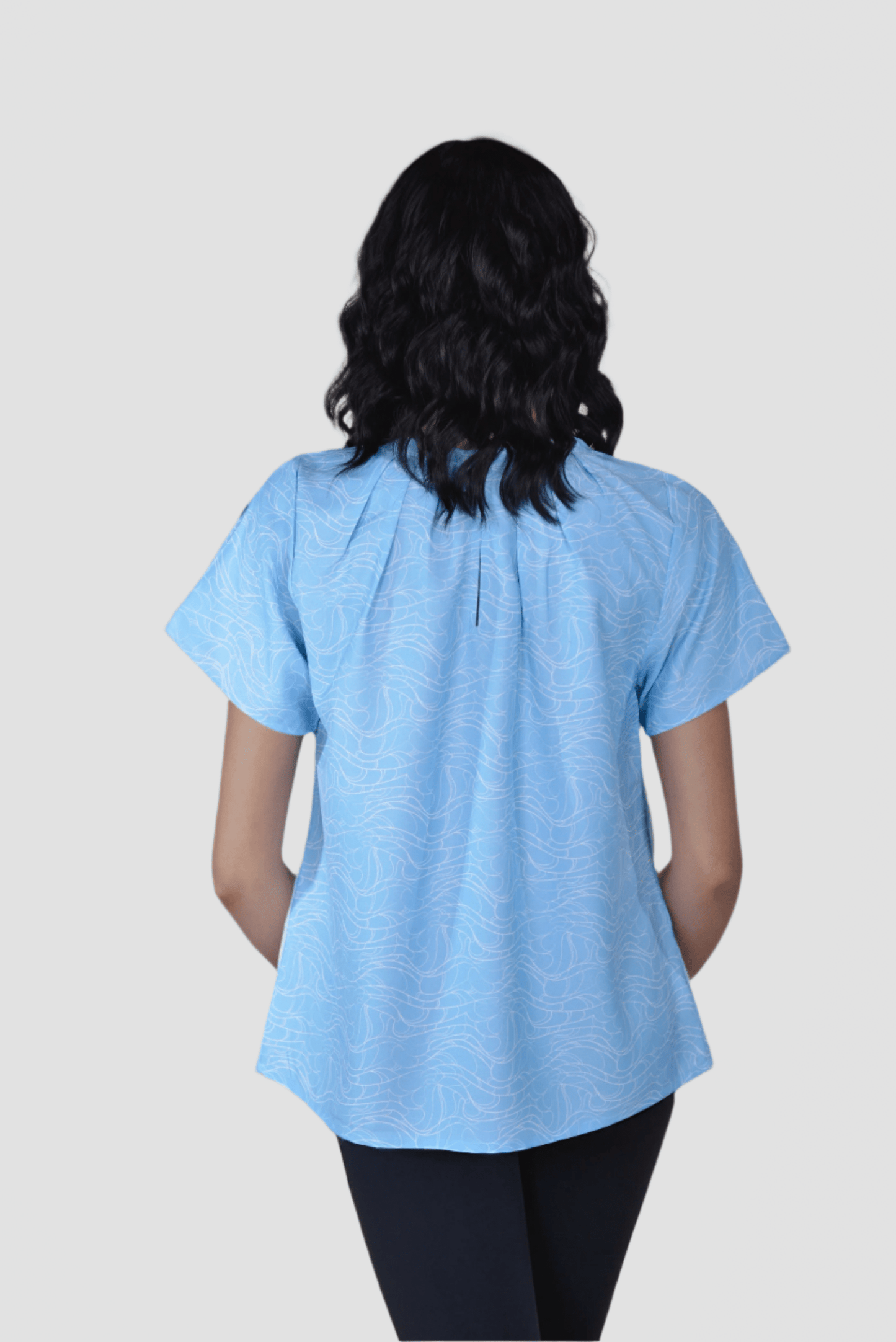 Sea Wave Pleated Neck Top - DressAtR LLC