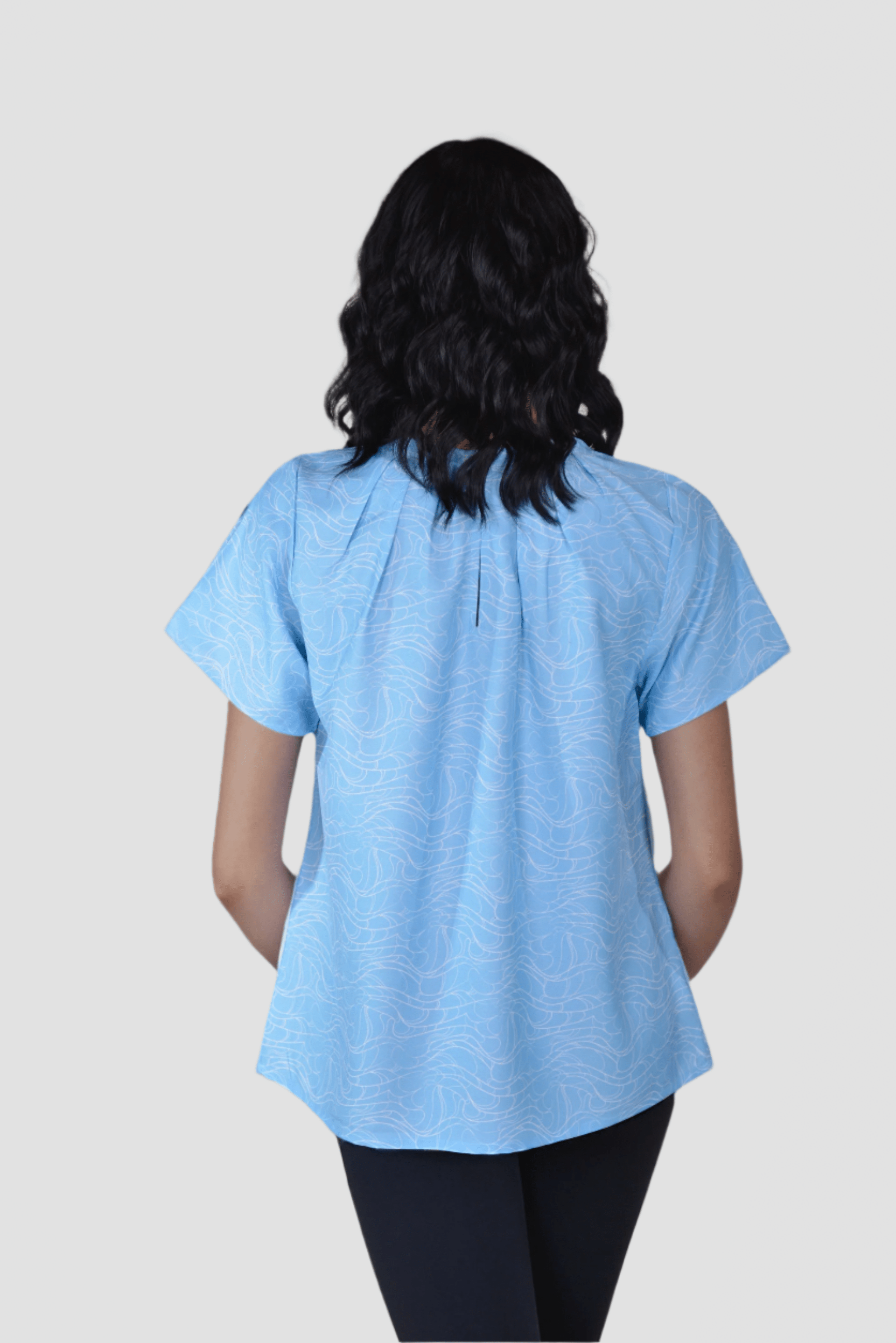 Sea Wave Pleated Neck Top - DressAtR LLC