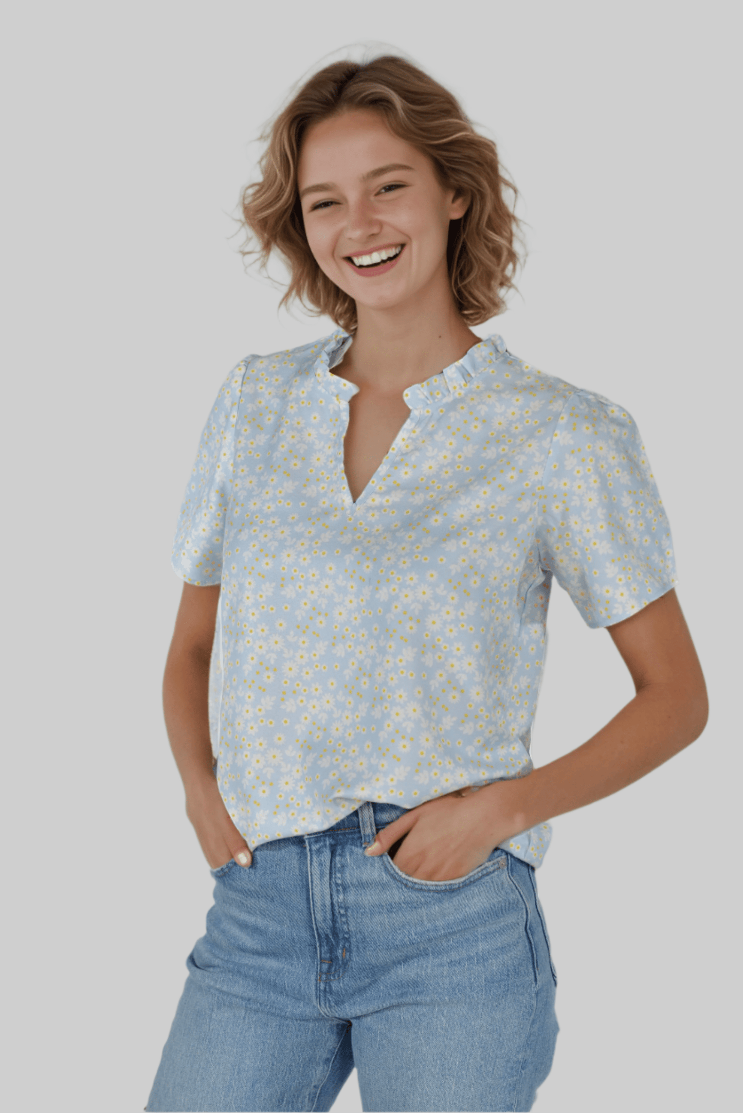 Sky Ruffle Top - DressAtR LLC