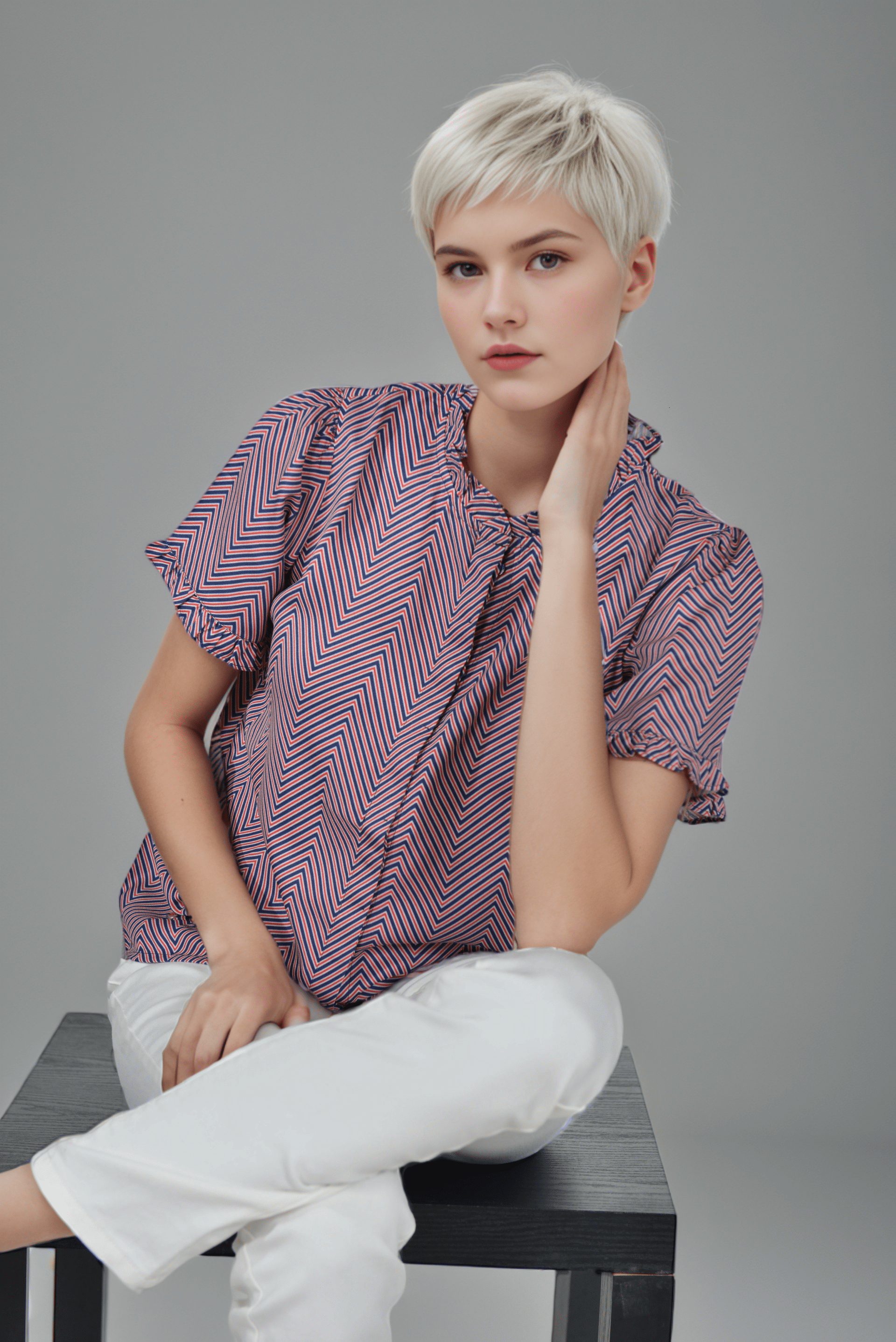 Tri Line Ruffle Shirt - DressAtR LLC