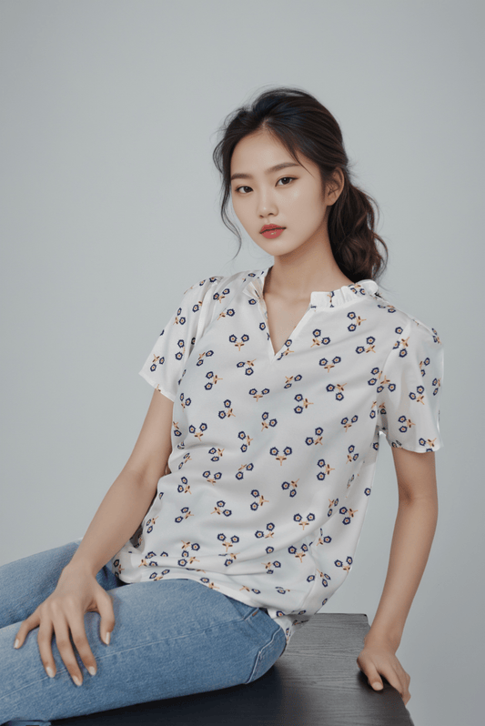 White Ruffle Split Top - DressAtR LLC