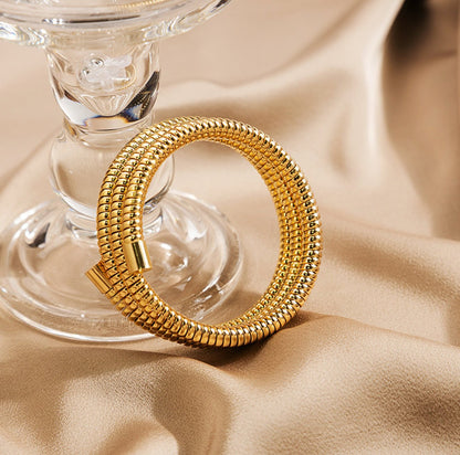 18K Gold Plated 3 layer open Bracelet - DressAtR LLC