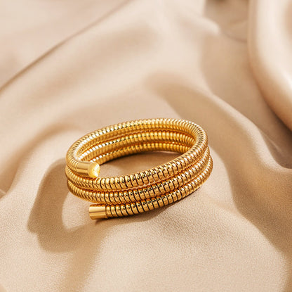 18K Gold Plated 3 layer open Bracelet - DressAtR LLC