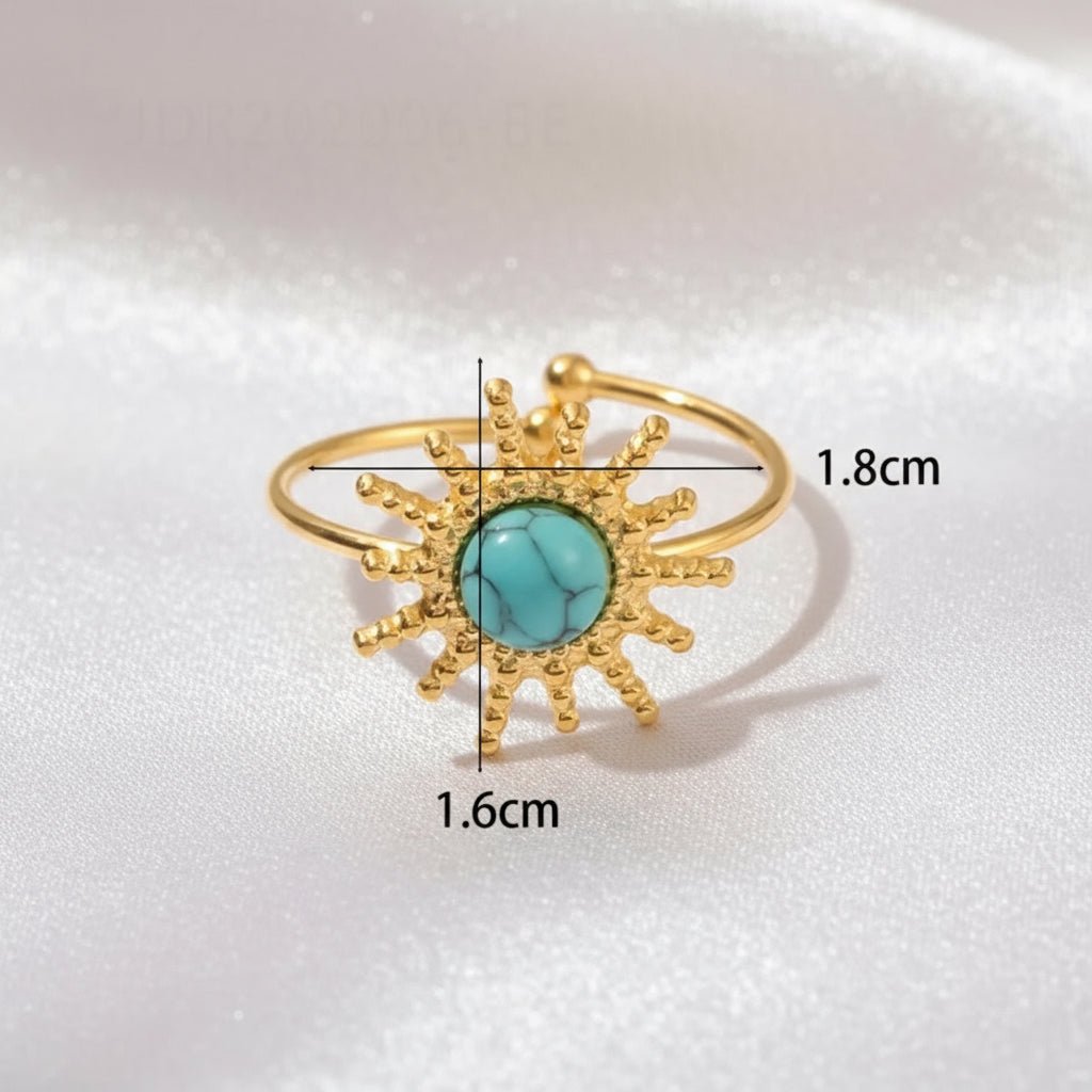 18K Gold Plated Blue Stone Waterproof Ring - DressAtR LLC