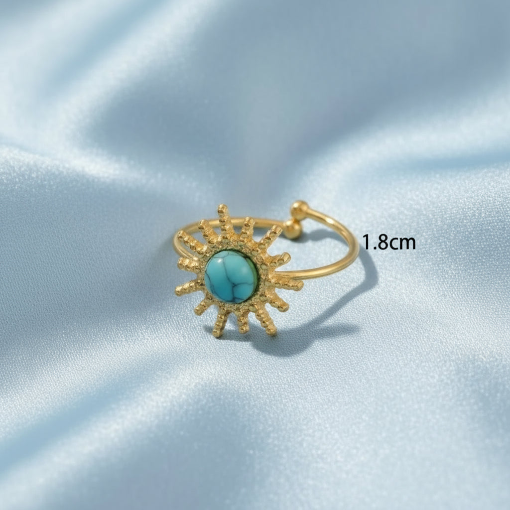 18K Gold Plated Blue Stone Waterproof Ring - DressAtR LLC