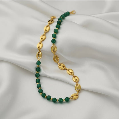 18K Gold Plated Color Block Agate Waterproof Necklace - DressAtR LLC