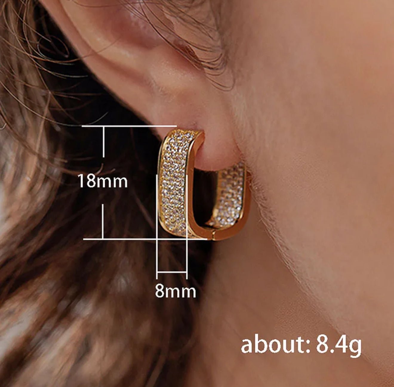 18K Gold Plated Copper Zircon Shiny U Shape Earrings - DressAtR LLC