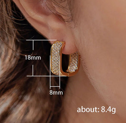 18K Gold Plated Copper Zircon Shiny U Shape Earrings - DressAtR LLC