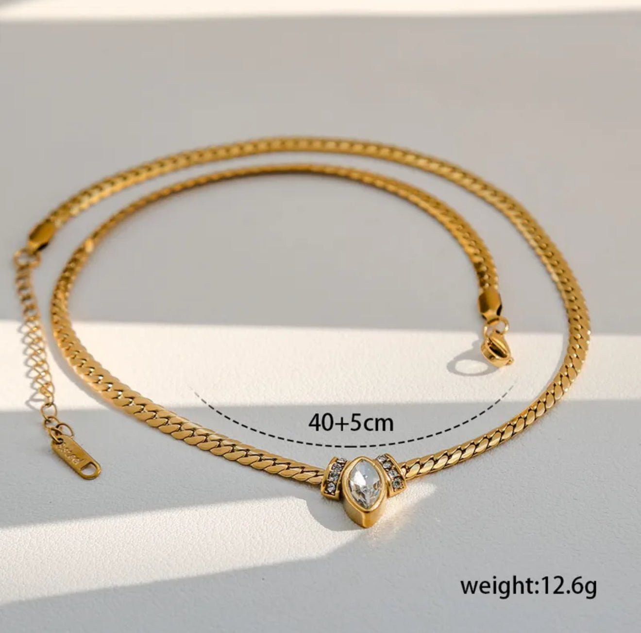 18K Gold Plated Dimond Eye Necklace - DressAtR LLC