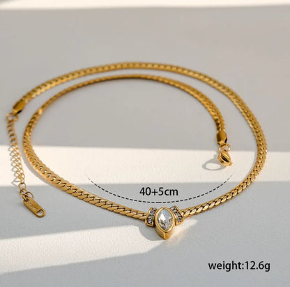 18K Gold Plated Dimond Eye Necklace - DressAtR LLC