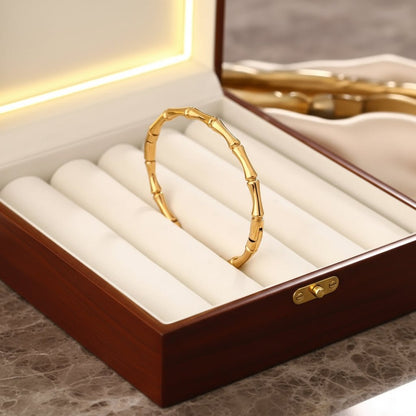 18K Gold Plated Elegant Bamboo Bangle - DressAtR LLC