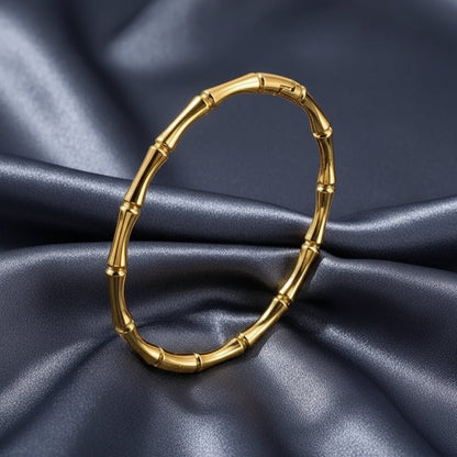 18K Gold Plated Elegant Bamboo Bangle - DressAtR LLC