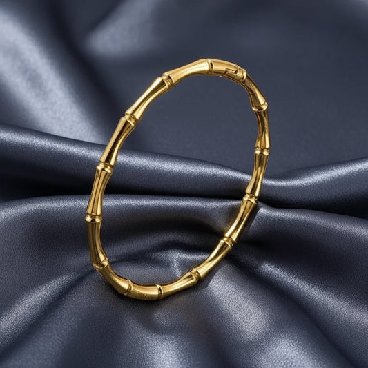 18K Gold Plated Elegant Bamboo Bangle - DressAtR LLC