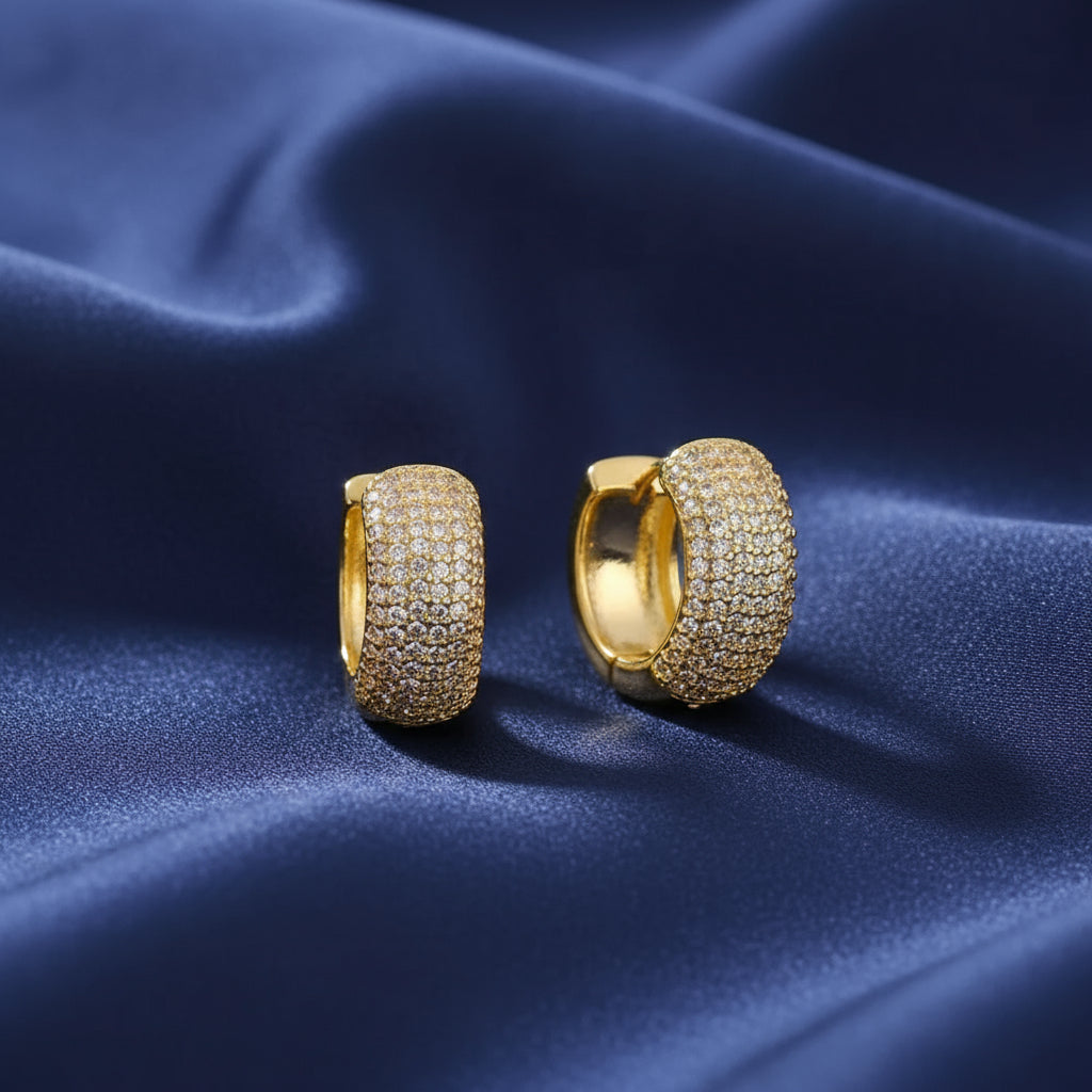 18K Gold Plated Elegant Ear Hoops with Zircon - DressAtR LLC
