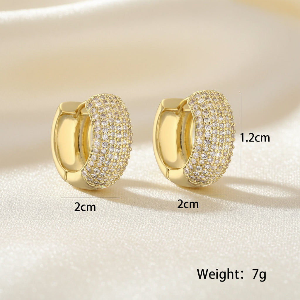 18K Gold Plated Elegant Ear Hoops with Zircon - DressAtR LLC