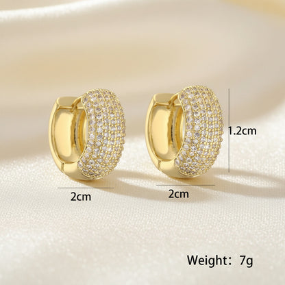 18K Gold Plated Elegant Ear Hoops with Zircon - DressAtR LLC