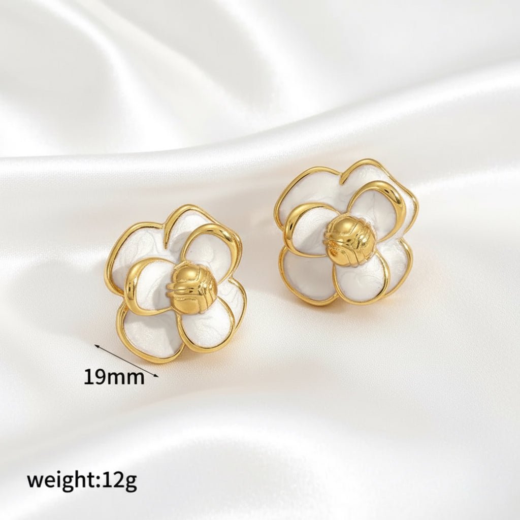 18K Gold Plated Elegant Flowers Ear Studs - DressAtR LLC