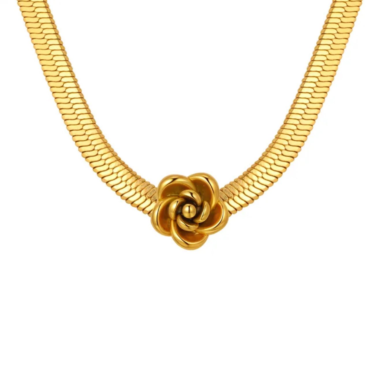 18K Gold Plated Elegant Necklace With a Flower - DressAtR LLC