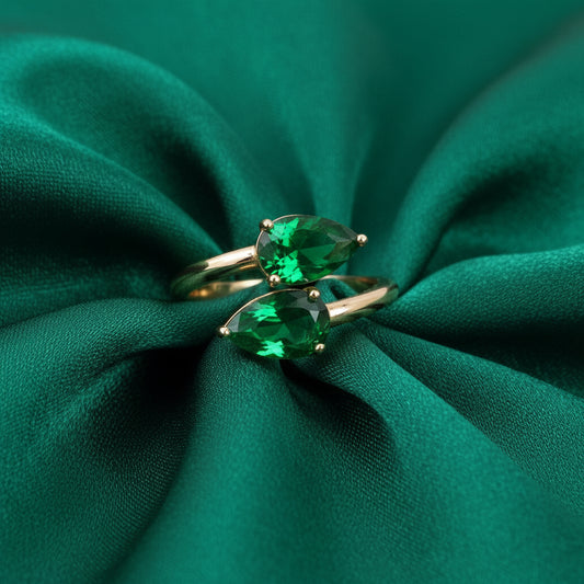 18K Gold Plated Emerald stones Waterproof - DressAtR LLC