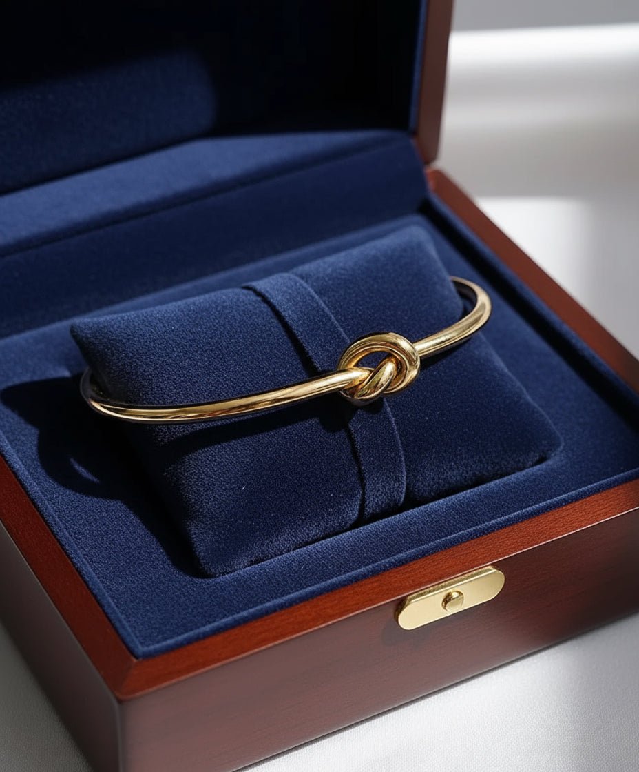 18K Gold Plated Knot Bangle - DressAtR LLC