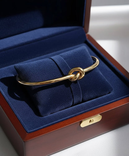 18K Gold Plated Knot Bangle - DressAtR LLC