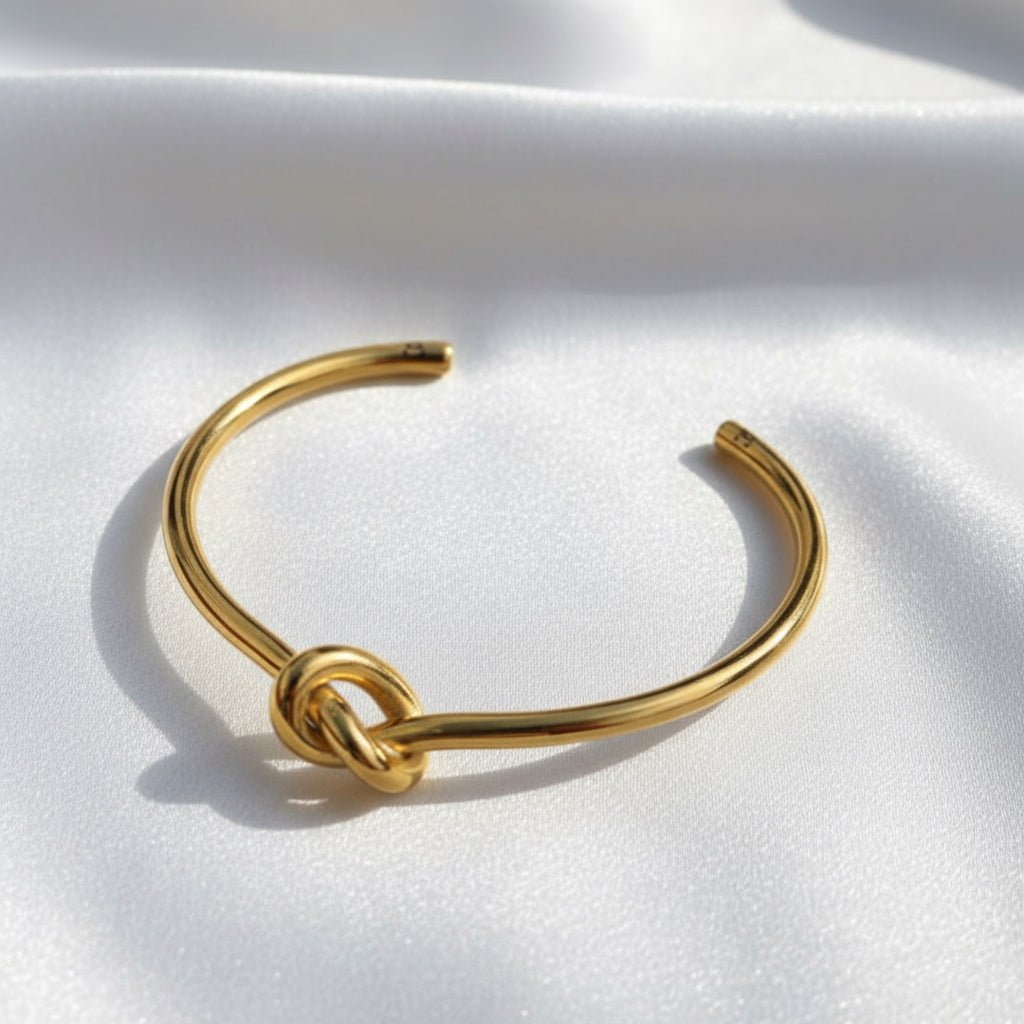 18K Gold Plated Knot Bangle - DressAtR LLC